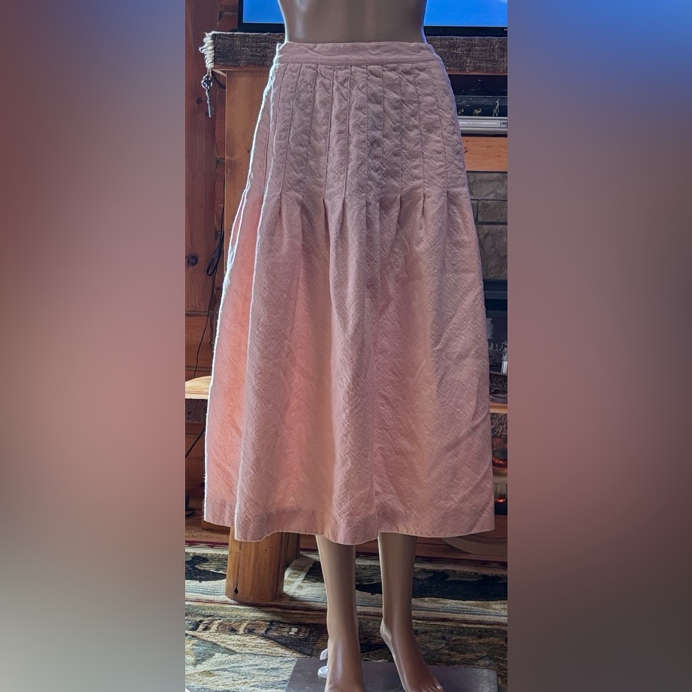 Villager Vintage Pleated 100% Wool Soft Pink A-Line Skirt